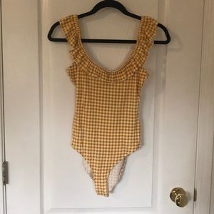 Yellow plaid bodysuit